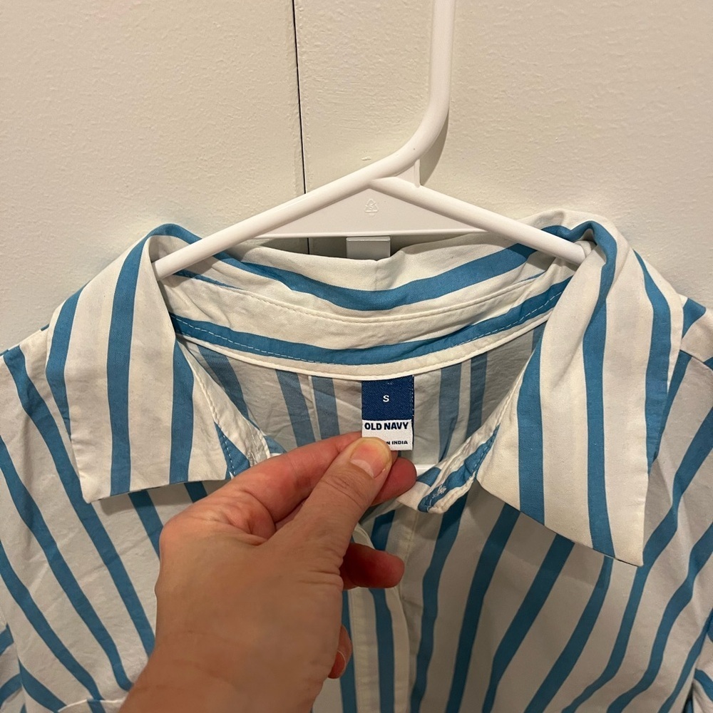Old Navy Blue and White Striped Shirt Dress - Picture 6 of 17